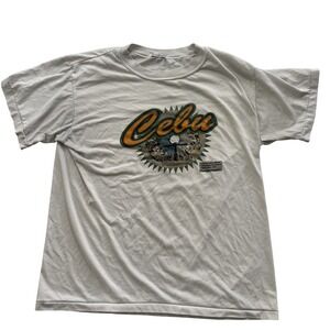 Vintage CEBU Philippines Graphic text T-Shirt Mens medium - Single Stich